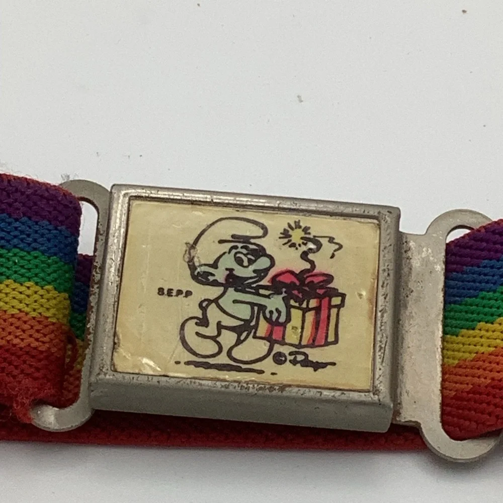 Vintage Child’s Blue Smurf Fabric Rainbow Belt